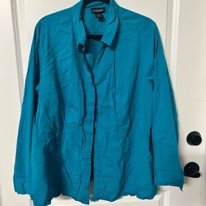 Lane Bryant Teal Button-Down Shirt (Size 26)